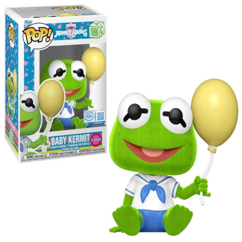 Funko Pop! - Muppet Babies (1696) Baby Kermit Flocked (3+) Preowned