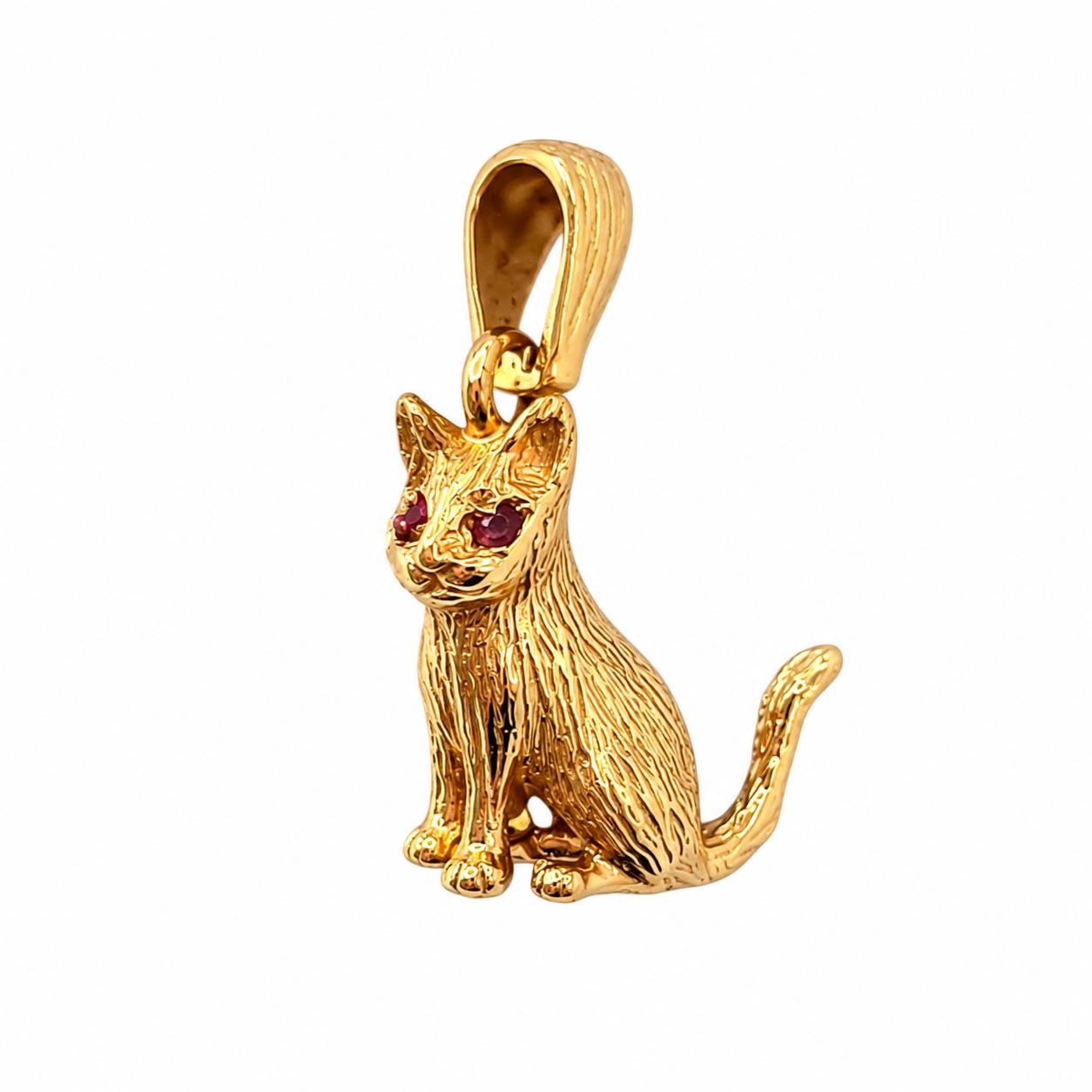 375 9ct Gold Cat Pendant Approx 5.2g Preowned
