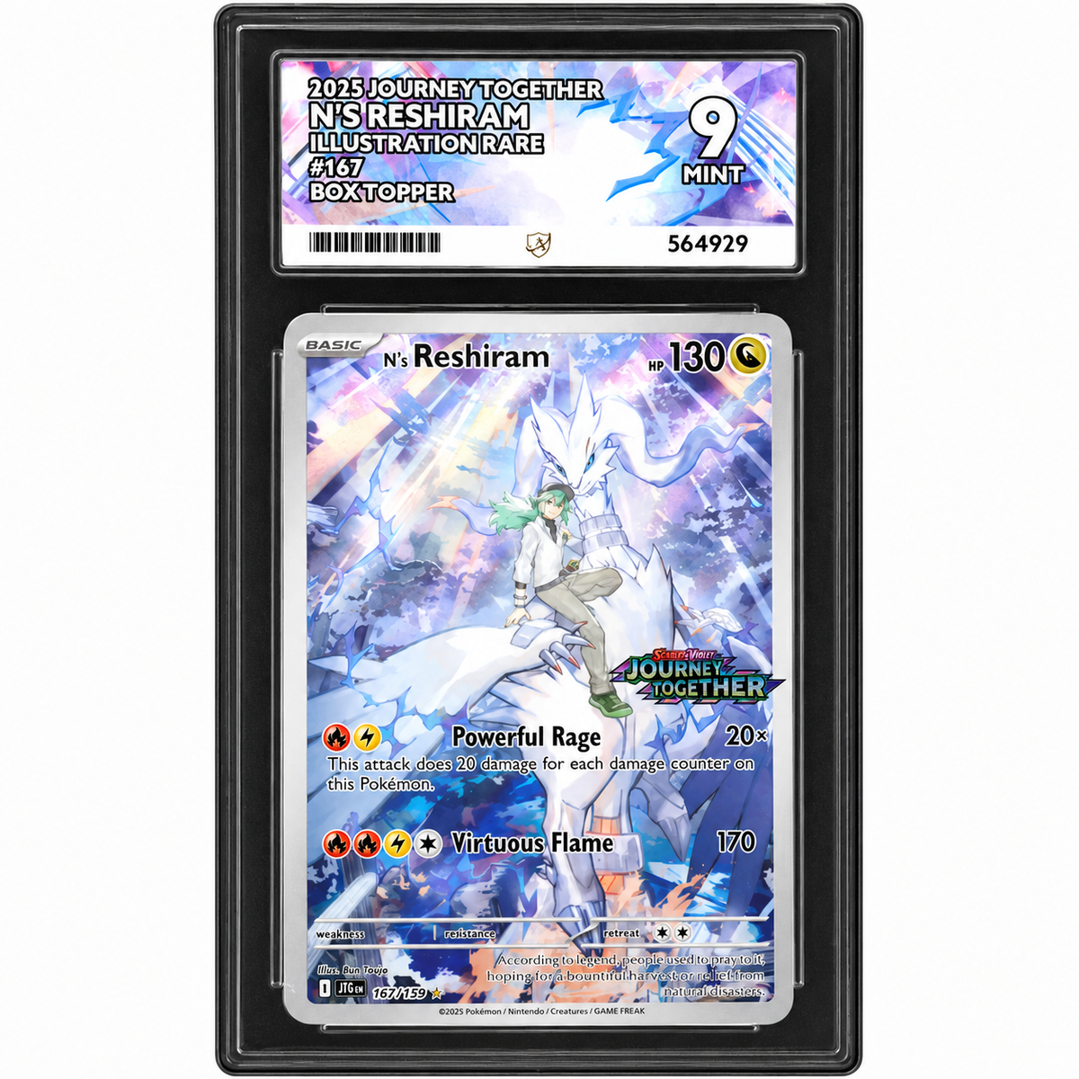2025 Pokemon Journey Together N's Reshiram 167/159 Ace Mint 9 Preowned
