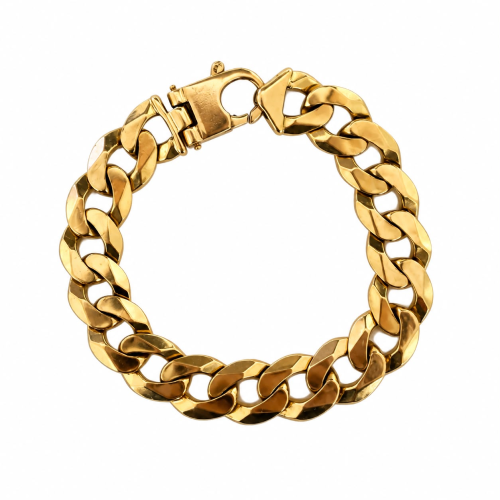 9ct Gold Cuban Link Bracelet 10" Approx 67.3g Preowned