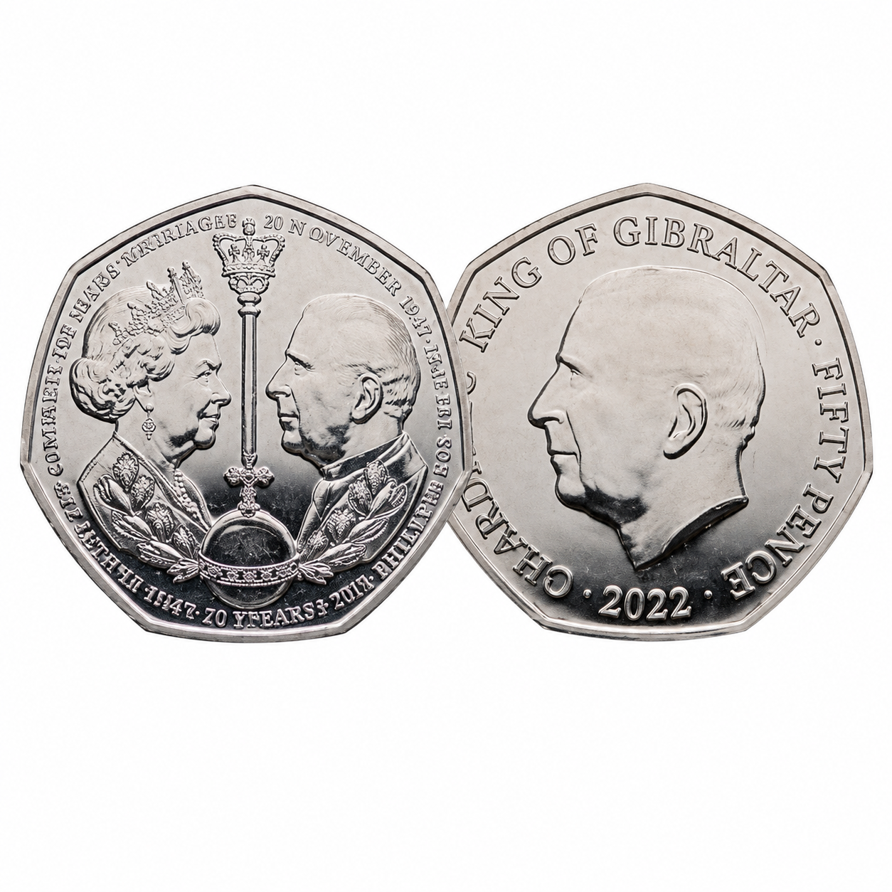 2022 Gibralter Silver Proof 50p 925 Coin 8g Approx Preowned