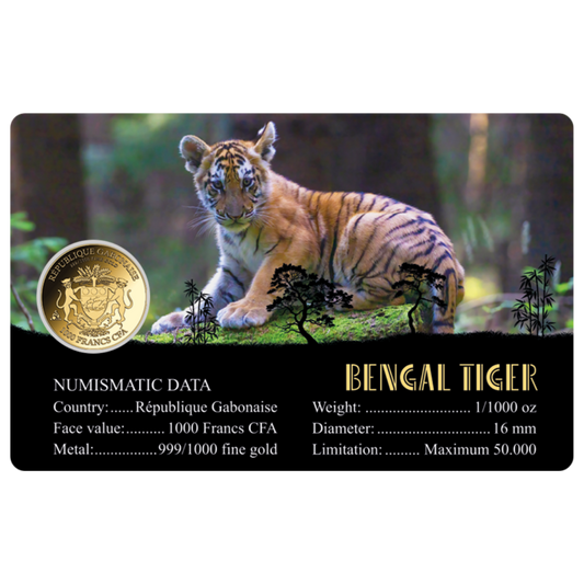 Bengal Tiger Coin Card - Gold Gift
