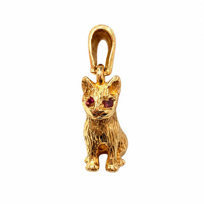 375 9ct Gold Cat Pendant Approx 5.2g Preowned