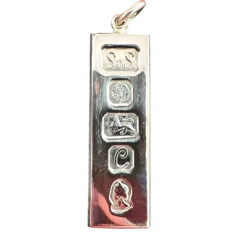 Silver 925 Sterling Ingot Pendant 14.9g Preowned