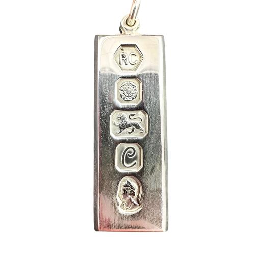 Silver 925 Sterling Ingot Pendant 29.7g Preowned