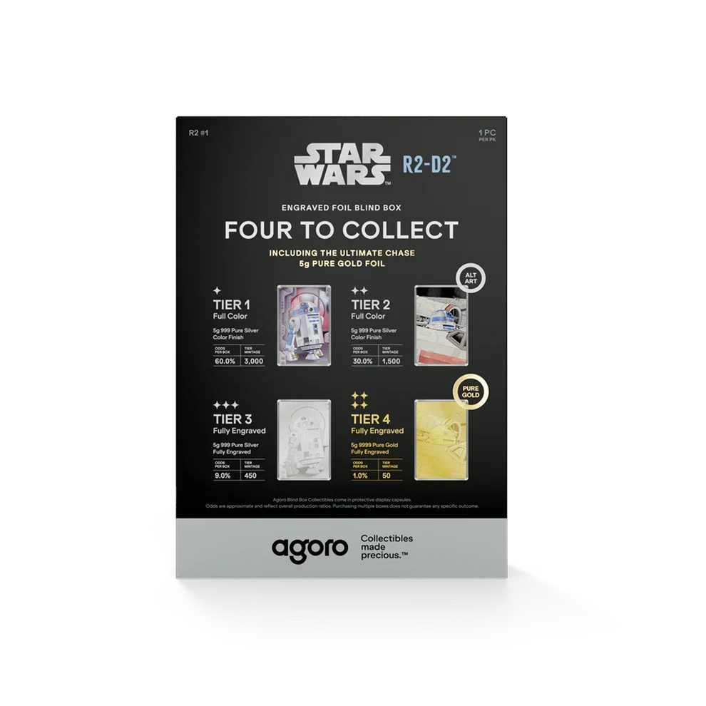 Star Wars R2-D2 Blind Box 5gm Silver Foil With Gold Chase