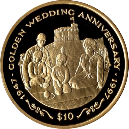 10 Dollars Royal Couple With Children Republic of Liberia .925 Gold Clad Silver Coin Preowned