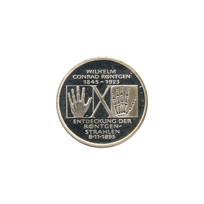 10 Deutsche Mark William Conrad Röntgen Silver Coin Approx 15.5g Preowned