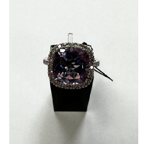 9ct White Gold Amethyst Ring Size P.5 5.1g Preowned