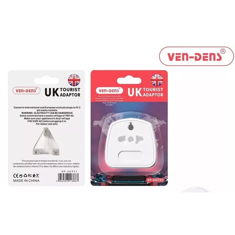 Ven-Dens Uk Tourist Adaptor SP-ADT01