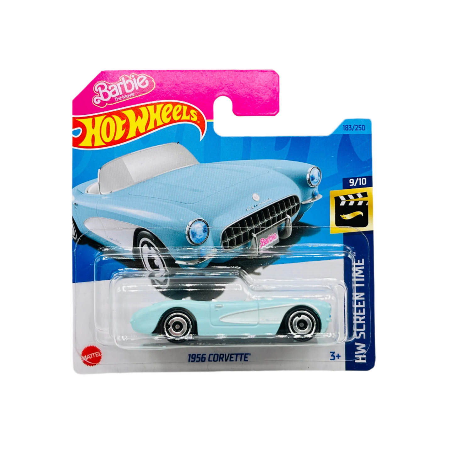 Hot-Wheels - 1956 Corvette Screen Time Barbie Blue Grade B Preowned