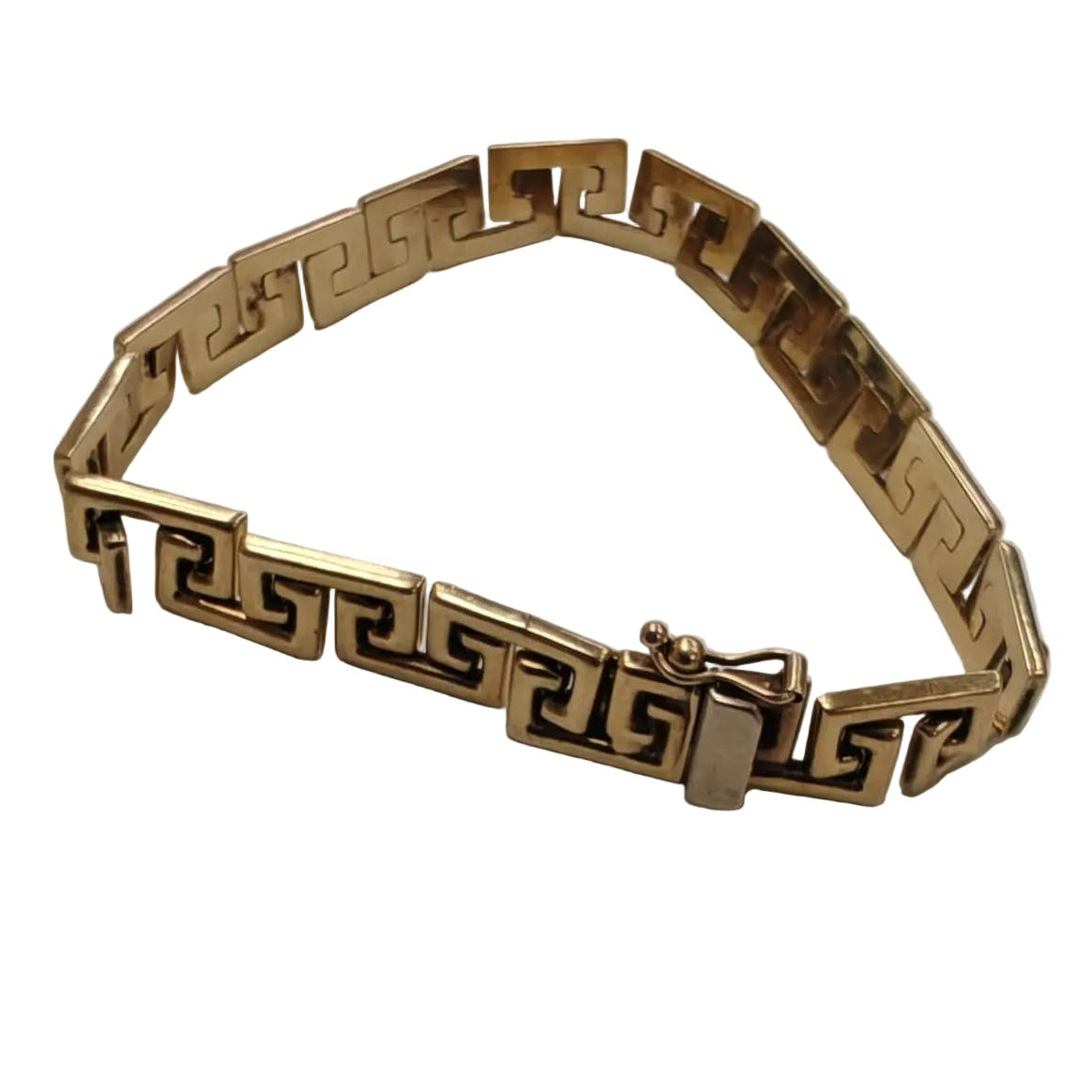 9ct Gold Greek Key Meander Link Bracelet Approx 12.1g Preowned