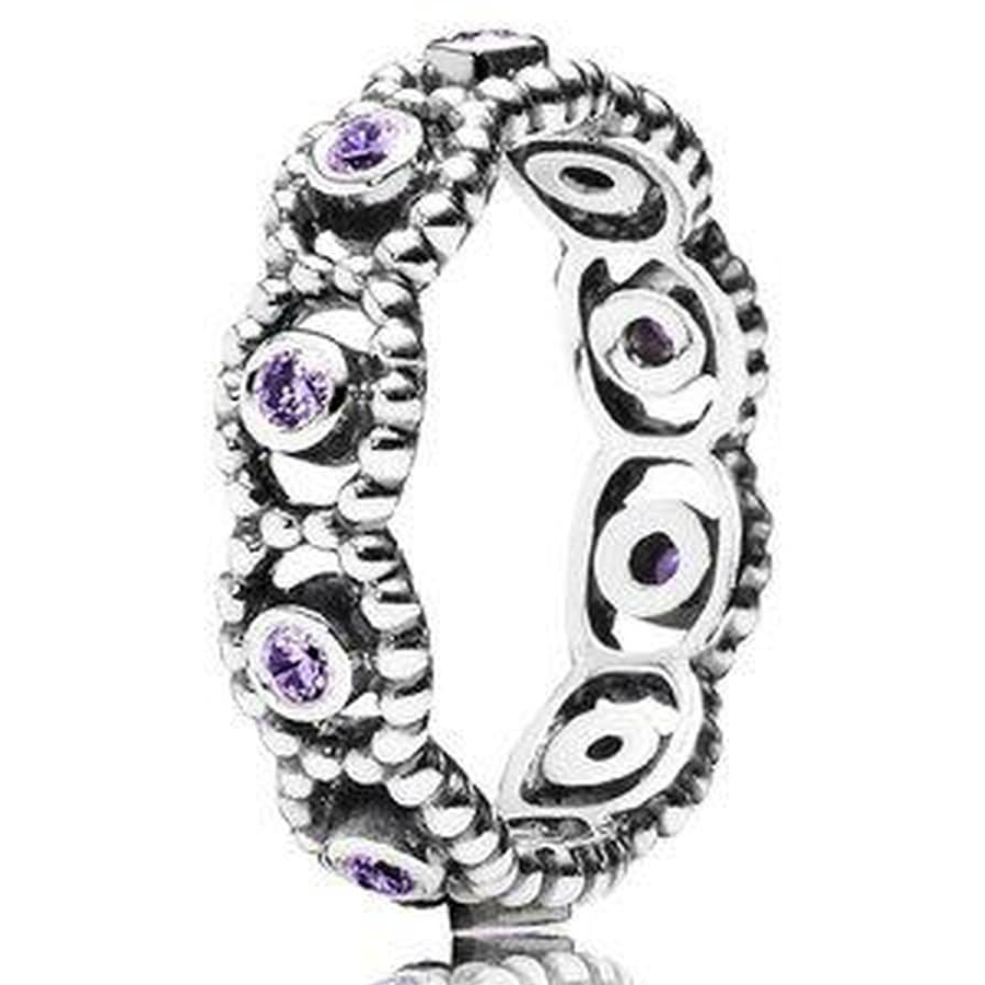 Pandora Her Majesty Purple CZ Ring Size M Approx 3.6g