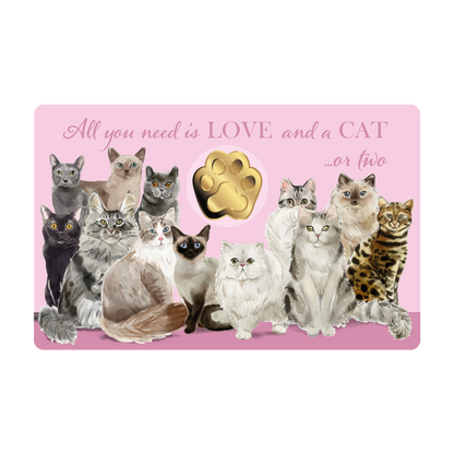 Cats Coin Card - 999/1000 1/1000oz  Gold Gift Preowned