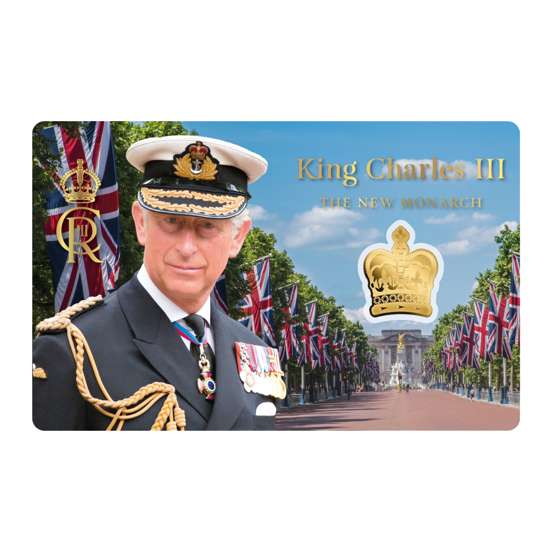 King Charles III Crown Coin Card - Gold Gift