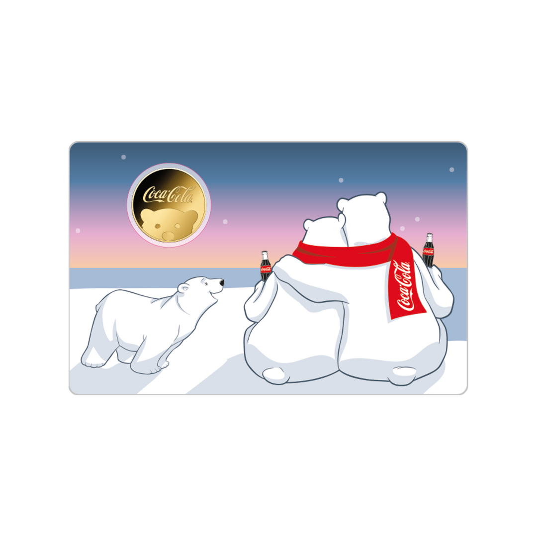 Coca Cola Polar Bear Coin Card 999/1000 1/1000oz - Gold Gift