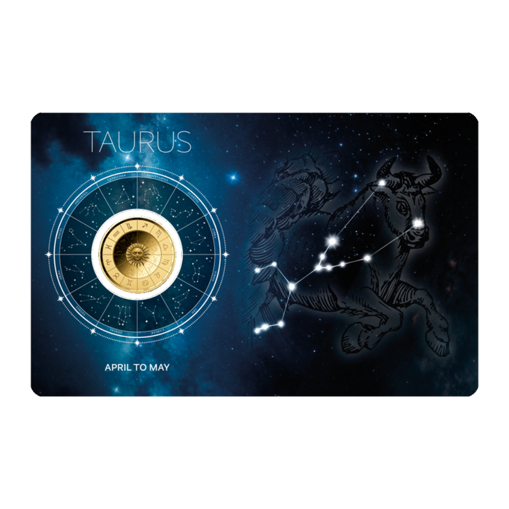 Zodiac Taurus Coin Card 999/1000 1/1000oz - Gold Gift Preowned