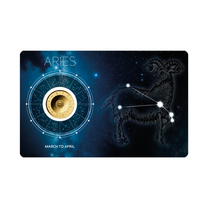 Zodiac Aries Coin Card 999/1000 1/1000oz - Gold Gift