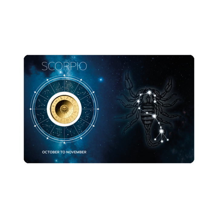 Zodiac Scorpio Coin Card 999/1000 1/1000oz - Gold Gift Preowned