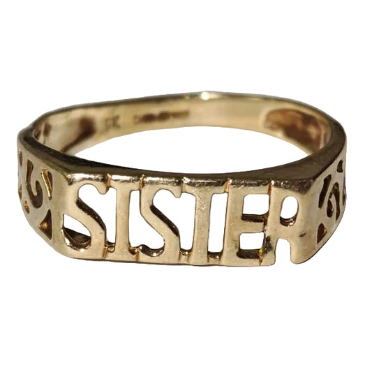 9ct Gold Sister Ring Size O Approx 1.5g Preowned