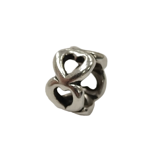 925 Silver Open Heart Spacer Charm 0.8g Preowned