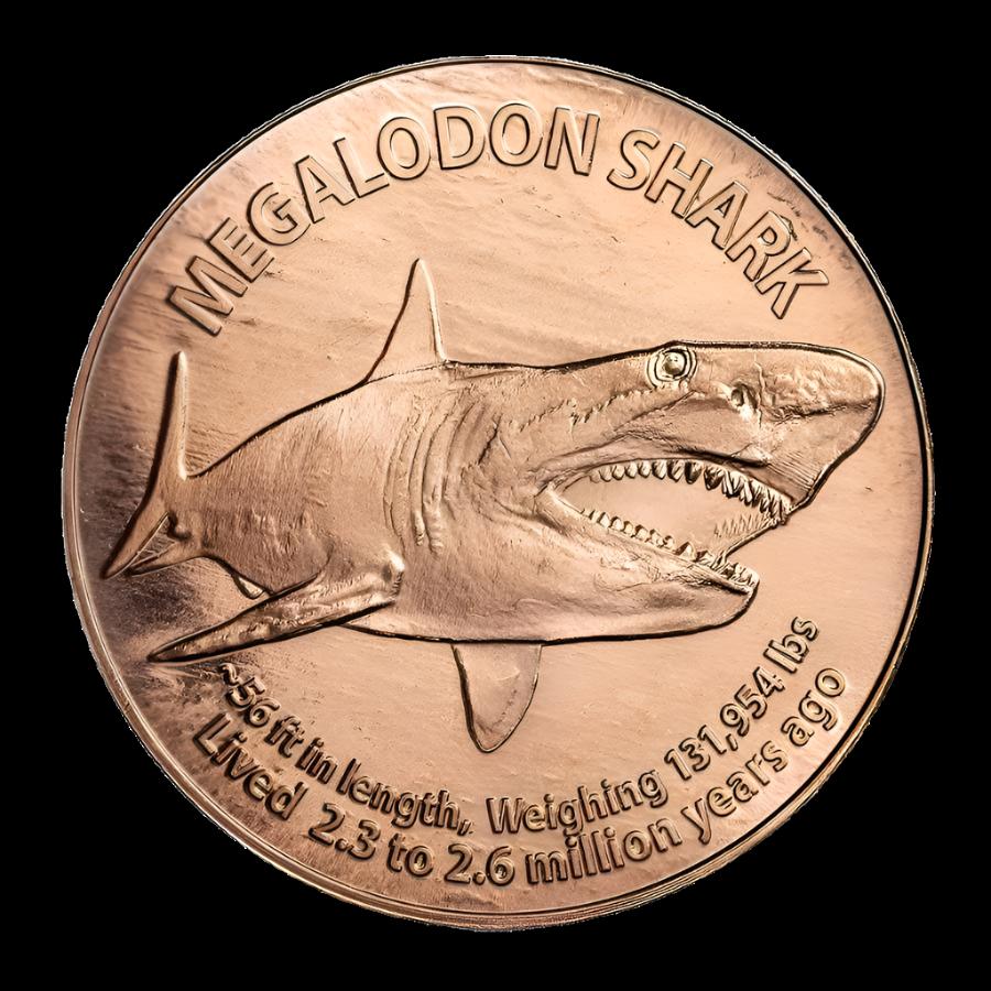 1 oz Copper Round Megalodon Shark