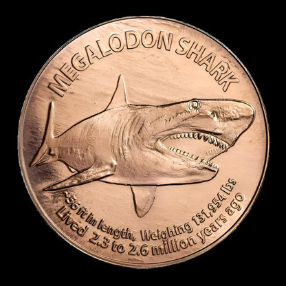 1 oz Copper Round Megalodon Shark