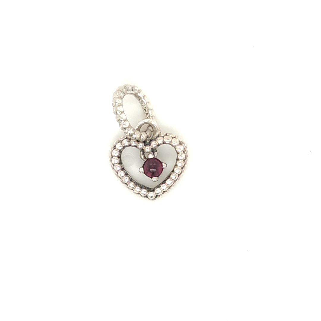 925 Silver Pandora Heart Drop Charm 1.3g Preowned