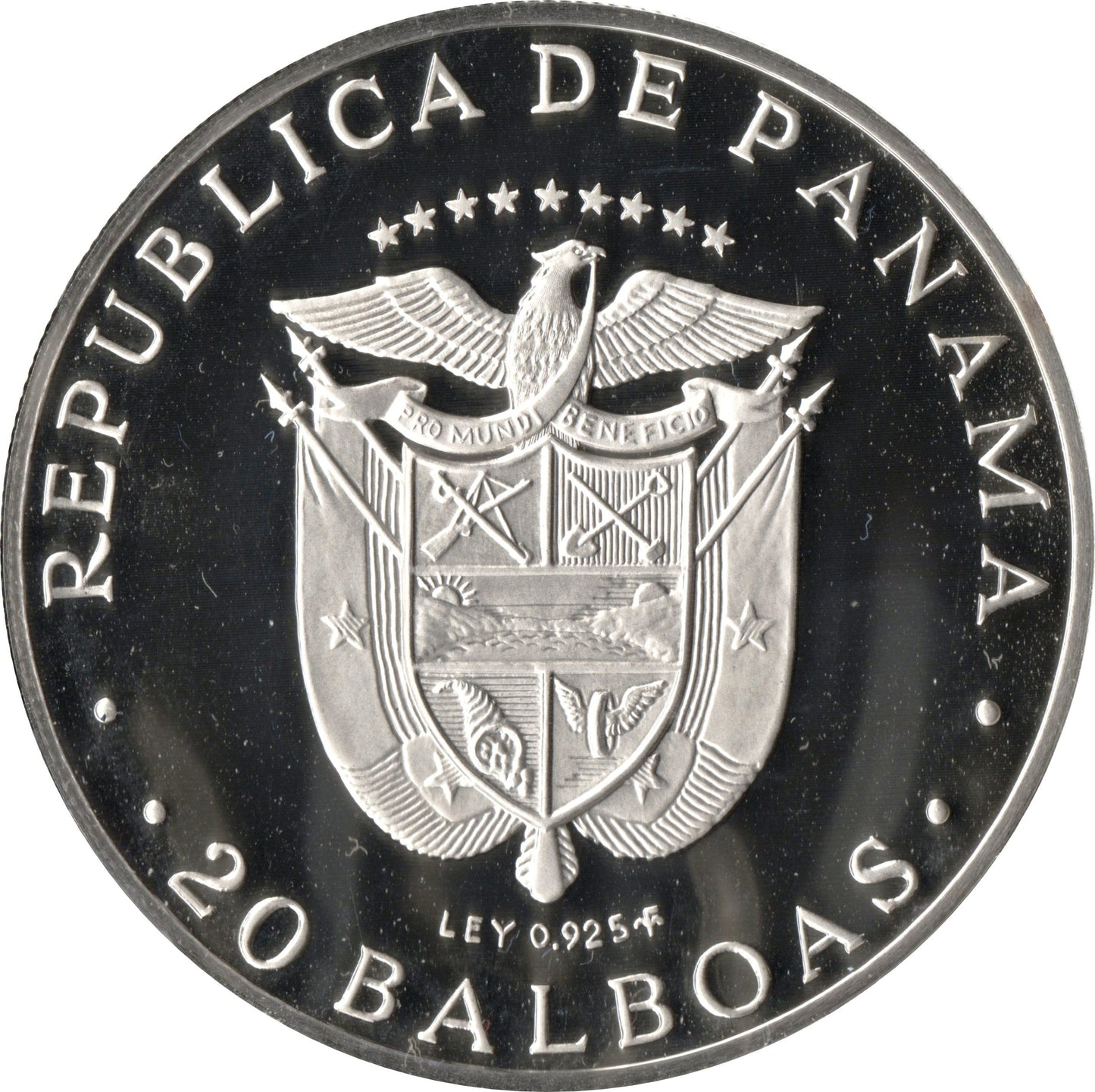 1974 Panama 20 Balboas Simón Bolívar Coin 129.59g 925 Silver Proof