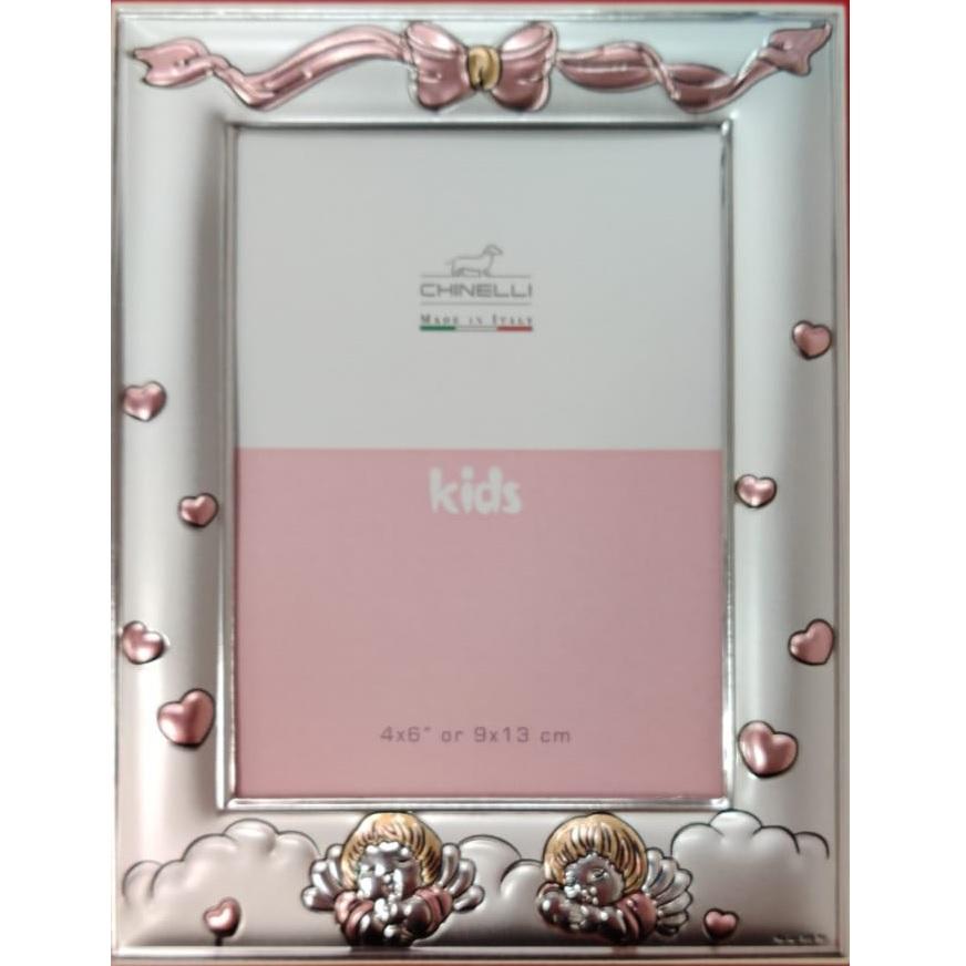 Chinelli Small Pink Hearts and Ribbon Photo Frame 4x6 Inch Or 9x13cm